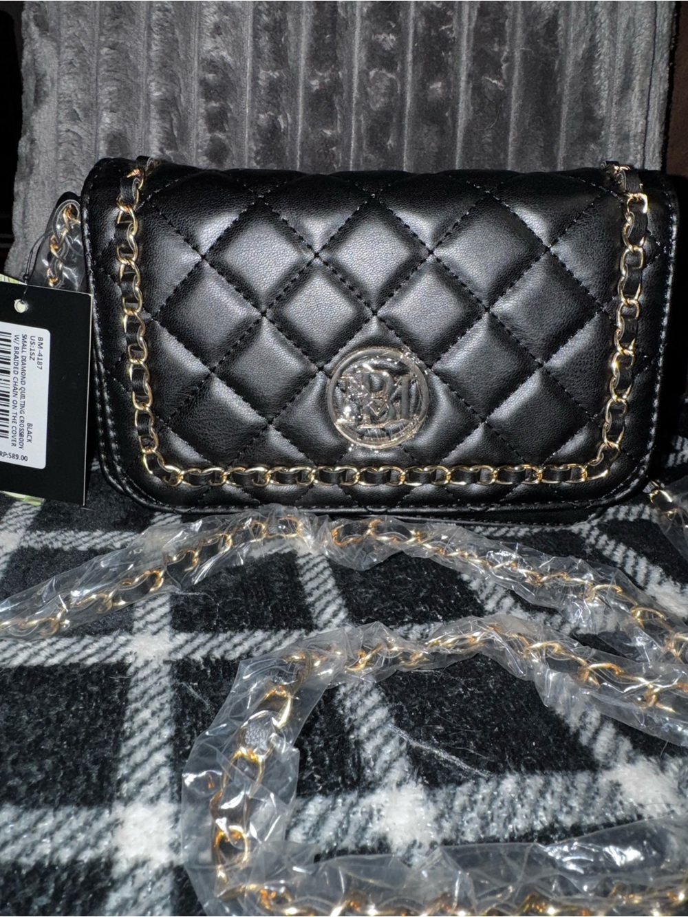 Badgley Mischka- small diamond quilting crossbody w/ braided chain- NWT- MSRP$89